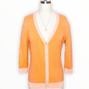 Tommy Hilfiger V-Neck Sweater Cardigan Orange Medium